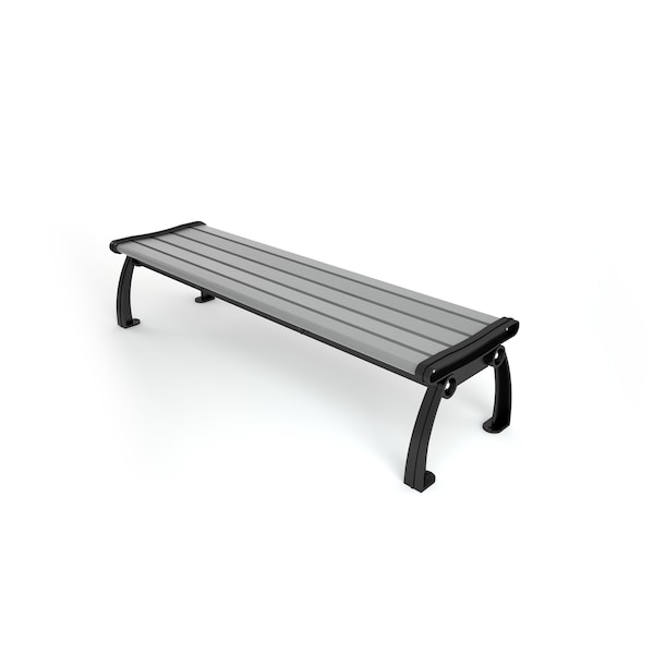 Gray 5' Heritage Backless Bench with Black Frame
